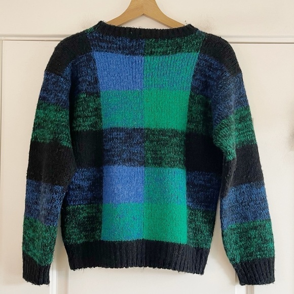 Vintage E.Z. Spirit Wool Blend Checkered Sweater - L - Picture 3 of 4